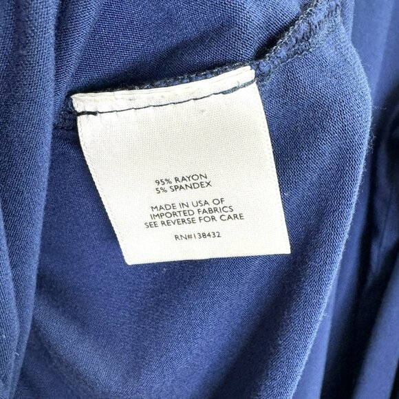 Modcloth Top Womens Plus Size 2X Long Balloon Sleeve Solid Blue Round Neck Shirt - Picture 5 of 5